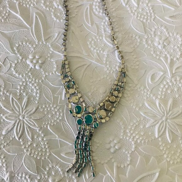 Vintage 1950s Juliana Style Clear Rhinestone Y Drop Necklace Bridal Prom Quincea - Picture 3 of 4